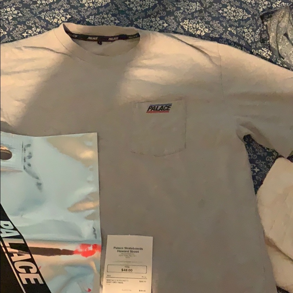 PALACE POCKET TEE GREY LARGE (READ DESCRIPTION)